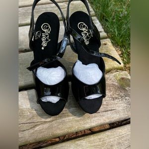 Pleaser 6 inch platform strap open toe heels